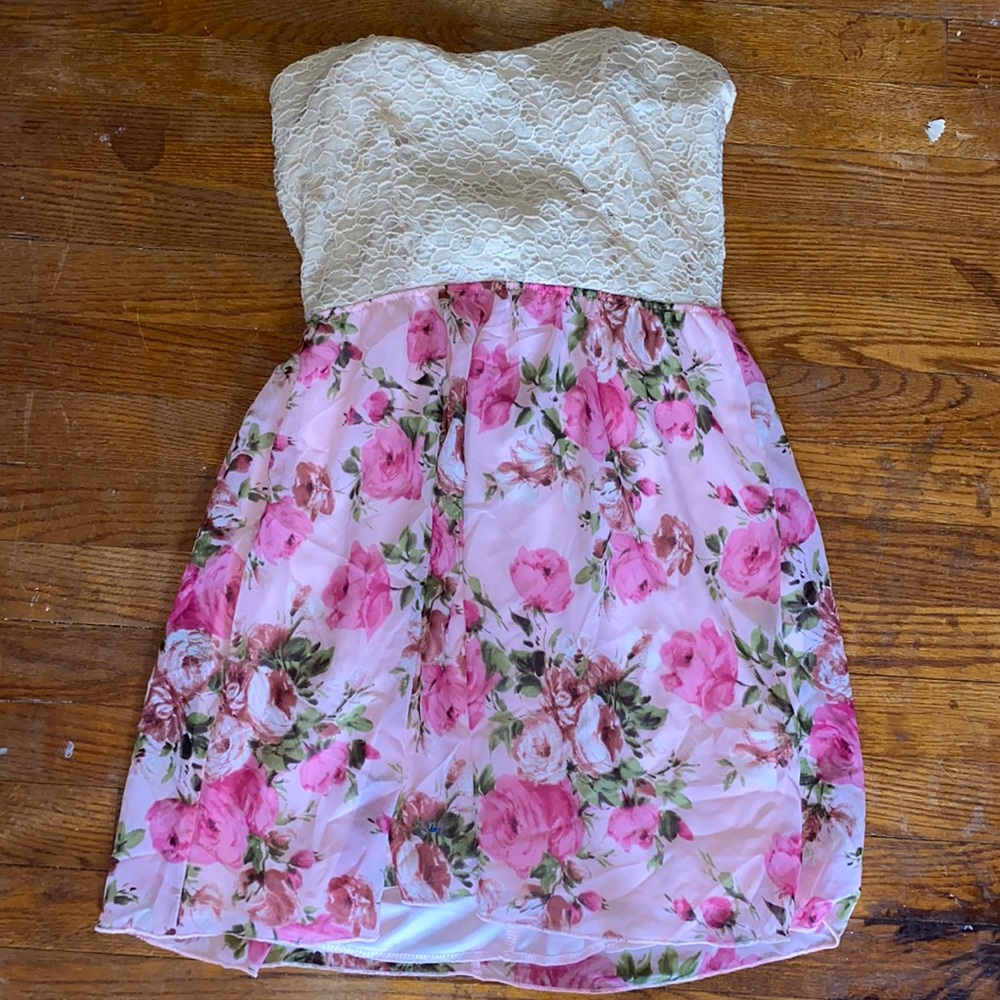 Strapless floral dress